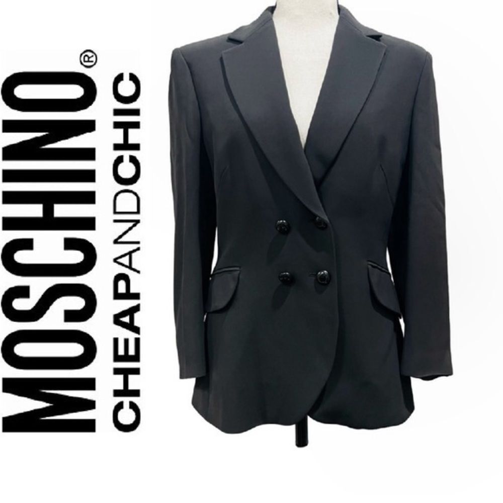 Cheap and Chic by Moschino Double Breasted Tuxedo Jacket in dark gray Size 8